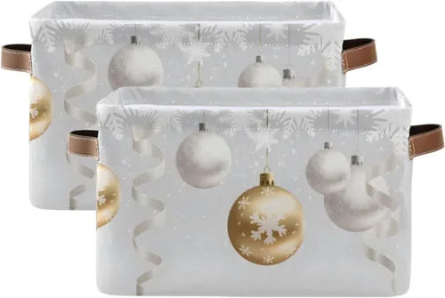 Vista 2 de senya Cesta de Navidad, bolas de Navidad, copos de nieve, plegable, de tela, plegable, bolsa organizadora para almacenamiento de ropa