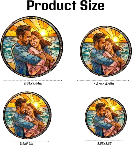 Vista 7 de Foto personalizada para parejas con vitrales sintéticos, retrato de fotos de cuople para colgar en ventana, regalo para ella y él, regalo de foto
