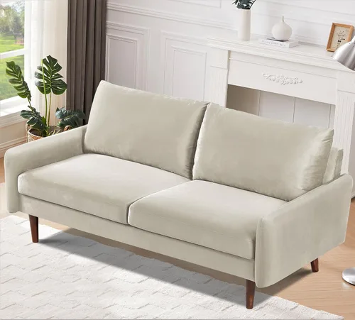 Vista 6 de Container Furniture Direct Kent - Sofá de terciopelo para salas de estar modernas y espacios compactos, cómodo sofá de 3 plazas, muebles de estudio