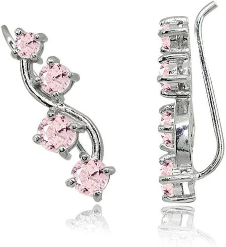 Vista 4 de Sterling Silver Genuine or Synthetic Gemstone Small Fashion Trenty Vine Climber Crawler Cuff Earrings for Women Girls