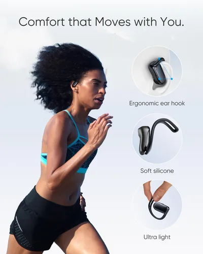 Vista 2 de Auriculares de oreja abierta, 0.28 onzas, ligeros, de próxima generación, Bluetooth 5.4, conducción de aire, auriculares inalámbricos con graves