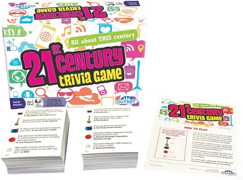Vista 2 de Juego de trivia del siglo XXI, juego de fiesta, juego familiar, juego de viaje, divertido y fácil de jugar, 1200 preguntas de trivia, para 2 o más