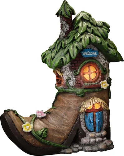 Vista 8 de TERESA'S COLLECTIONS Boot Fairy House - Estatua de jardín de resina con luz