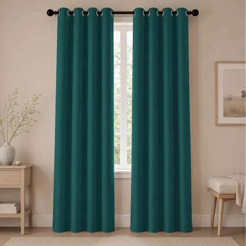 Vista 87 de Cortinas de oscurecimiento de habitación de 45 pulgadas de largo para dormitorio y sala de estar, cortinas térmicas aislantes con ojales