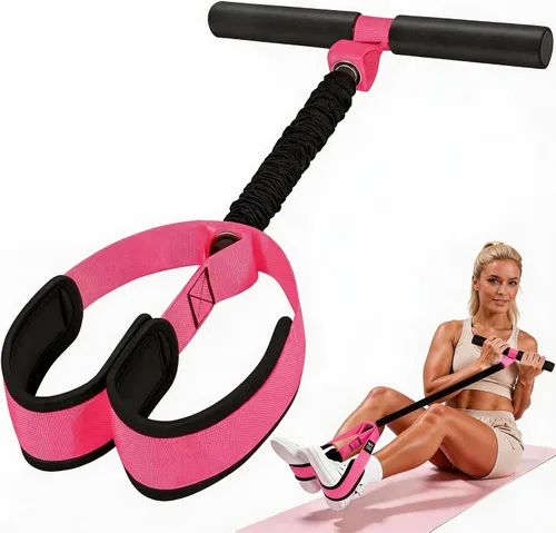 Vista 15 de Banda de ejercicio de resistencia con asas, banda de entrenamiento para terapia física, entrenamiento de fuerza, gimnasio en casa, fitness