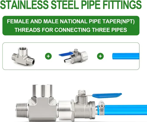Vista 6 de TAISHER 1 pieza de forja de accesorios de tubería de acero inoxidable 304, 1/2 "NPT macho x 1/2 "NPT hembra x 1/2" NPT accesorios de tubería macho