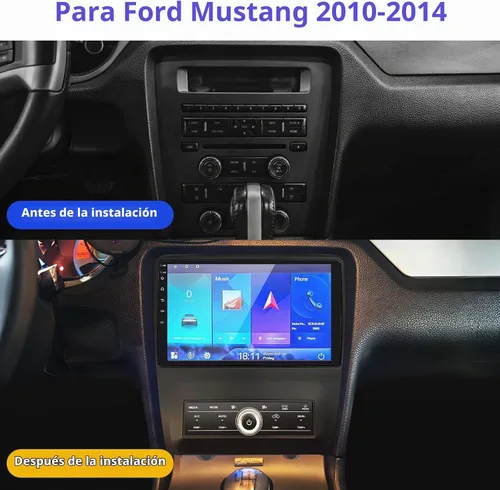 Vista 2 de Radio de coche 2+64G para Ford Mustang 10 pulgadas pantalla táctil 2010 2011 2012 2013 2014 estéreo, inalámbrico Carplay/WiFi/Bluetooth/EQ