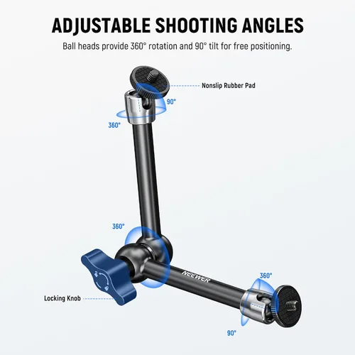 Vista 13 de NEEWER Brazo mágico de fricción articulado ajustable de 15 cm con tornillo de 1/4 en ambos extremos, compatible con jaula SmallRig, flash/luz