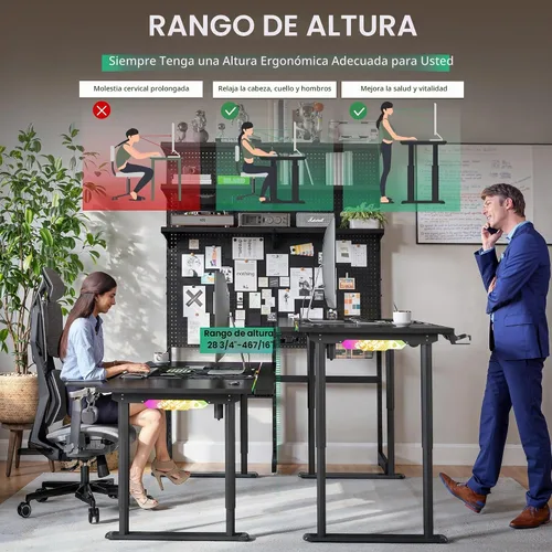Vista 6 de JWX Escritorio para juegos de pie de 4 patas con motor dual de 71 pulgadas