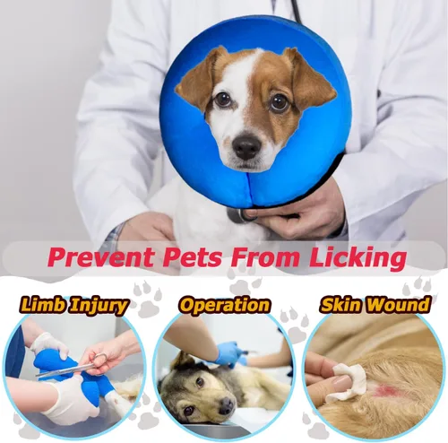 Vista 3 de Collar inflable del cono del perro, E-collar protector ajustable suave