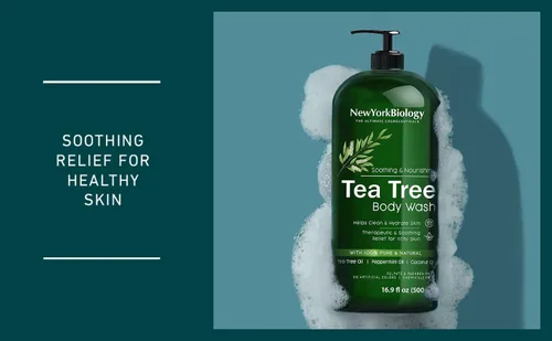 Vista 8 de New York Biology Tea Tree Gel de baño con árbol de té menta para hombres y mujeres, ayuda a eliminar la picazón y la picazón en la piel, hongos