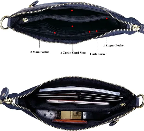 Vista 4 de Beurlike Cartera de cuero para mujer, bolso cruzado pequeño para teléfono