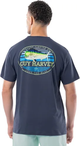 Vista 18 de Guy Harvey Camiseta de manga corta con bolsillo gráfico de algodón OG para hombre Leche de Almendra/Rig Masters