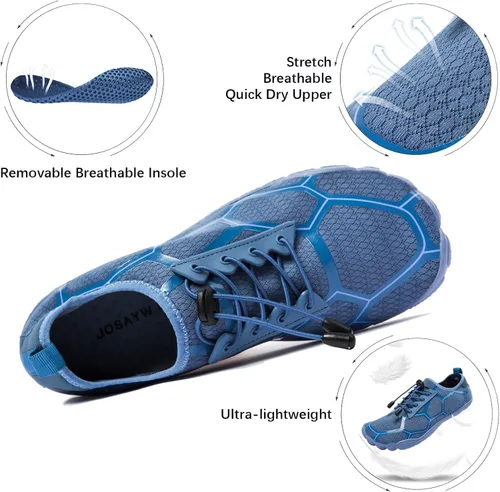 Vista 2 de YESMOLA Mens Water Shoes Beach Barefoot Shoes Wide Toe Five Finger Swim Aqua Shoes for Pool Fishing River Surfing