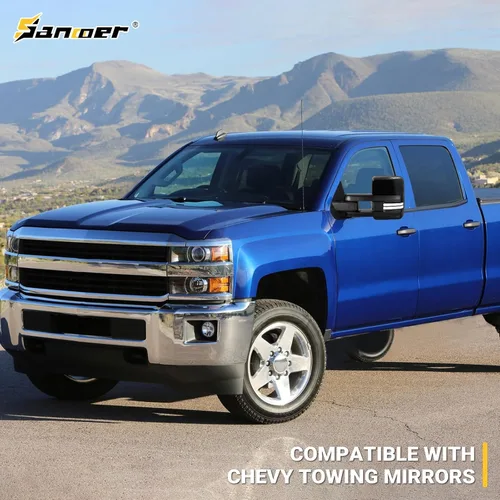 Vista 7 de Sanooer Espejos de remolque pintados en negro Compatibles con Chevy Silverado GMC Sierra 2014-2018 con luz de giro dinámica Switchback, luces