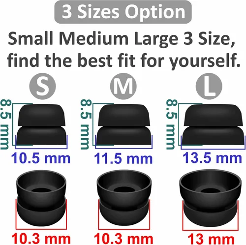 Vista 3 de Doble brida compatible con puntas de oído Soundcore Space A40, accesorios de silicona de repuesto para reducir el ruido, accesorios compatibles
