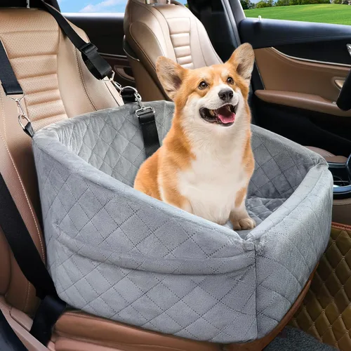 Vista 7 de NEEZUKAR Asiento de automóvil para perros pequeños y medianos, asiento elevador desmontable lavable para perros de menos de 30 libras, asiento