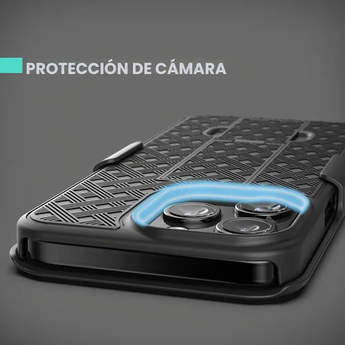 Vista 6 de Galvanox Funda diseñada para iPhone 15 Pro Max con clip para cinturón (2023) Carcasa rígida de policarbonato ultra duradera (negro)
