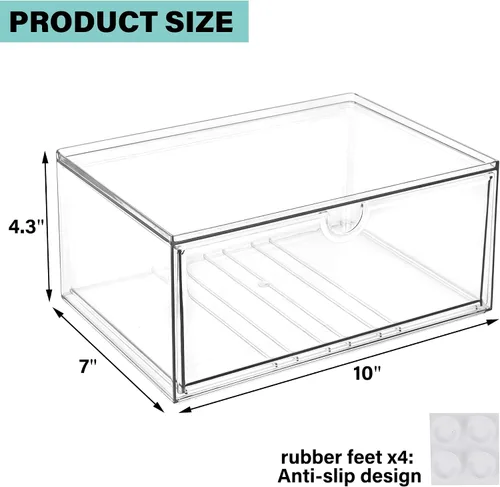 Vista 3 de Prsildan Organizador de maquillaje acrílico, cajones de almacenamiento transparentes apilables para biberones, organizadores de escritorio