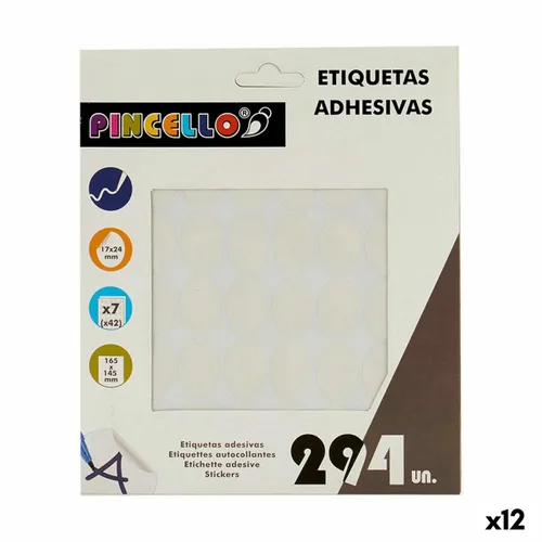 Vista 2 de Etiquetas adhesivas Pincello Blanco 17 x 4 x 19 cm 17 x 24 mm Ovalado (12 Unidades)