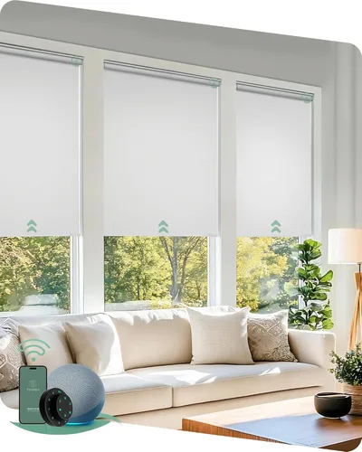 Vista 29 de Yoolax Persianas motorizadas con control remoto, persianas inteligentes opacas para ventanas, persianas enrollables motorizadas, persianas