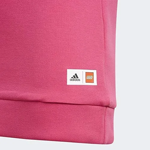 Vista 2 de adidas x Classic Lego Bricks - Sudadera para niños, color borgoña, talla L, Rosado