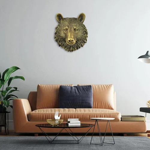 Vista 5 de MagiDeal Taxidermia grande de cabeza de animales falsos montada en la pared, decoración rústica de granja, decoración de pared, oso