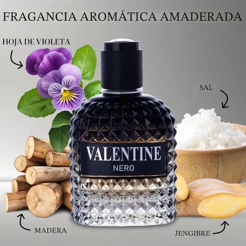 Vista 2 de Valentine Nero para hombre, colonia aromática amaderada, 3.4 onzas líquidas