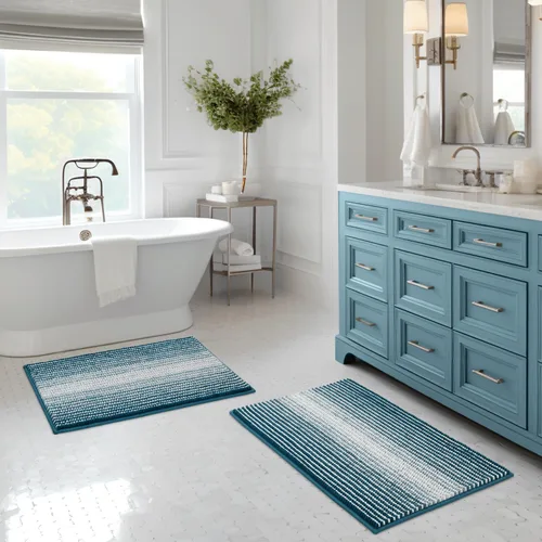 Vista 94 de BSICPRO Tapetes de baño de felpilla, 20 x 32 pulgadas, antideslizantes, absorbentes, suaves, peludos, para baño, lavables a máquina (salvia)
