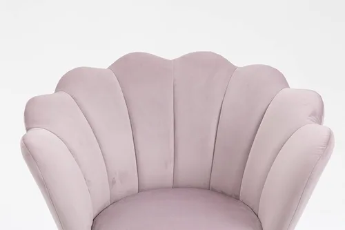 Vista 7 de Silla cómoda de oficina en casa con ruedas, linda silla de escritorio de tocador giratoria ajustable de terciopelo con respaldo de concha marina