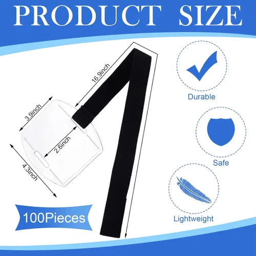Vista 2 de Meanplan 100 soportes para insignia de brazo con correa ajustable, soporte para credencial de identificación, pase de brazalete con nombre