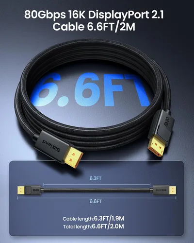 Vista 8 de Silkland Cable DisplayPort 2.1 de 80 Gbps [certificado VESA] de 6.6 pies