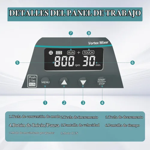 Vista 5 de VM-500PRO Mezclador digital multifunción Vortex, 3000 RPM, 2 modos de funcionamiento