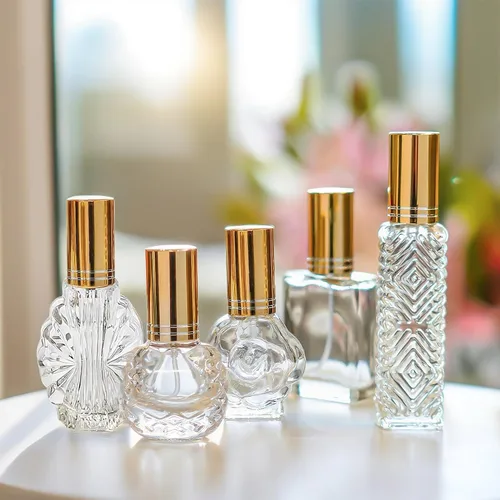 Vista 2 de 5 botellas de perfume vacías de vidrio vintage recargables con spray Dorado