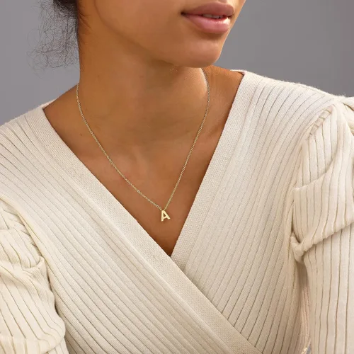 Vista 6 de Collares con Iniciales para Mujer, Collar de Letra de Oro de 14k Chapado en Oro Delicado, Collar Pequeño con Colgante de Inicial, Collar de A1