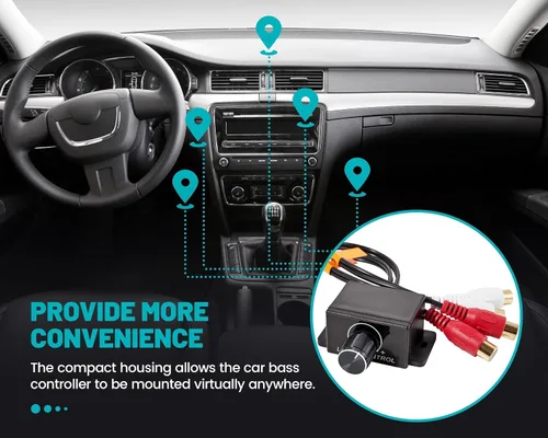 Vista 6 de NuIth Amplificador universal para automóvil, controlador de nivel RCA, perilla de control de graves de audio para automóvil, cable de control