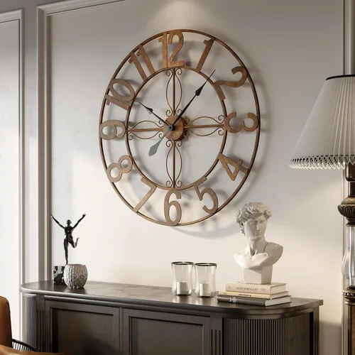 Vista 64 de Cuspin Reloj de pared de 24 pulgadas con engranajes, reloj de metal