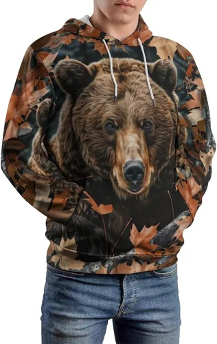 Vista 4 de Sudadera con capucha para hombre, diseño de oso de camuflaje de camuflaje de camuflaje