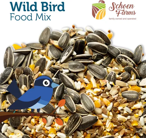Vista 4 de Schoen Farms Mezcla gourmet de alimentos para pájaros silvestres (10 libras) para cardenales, garbanzos, trepadores, pájaros carpinteros y pájaros
