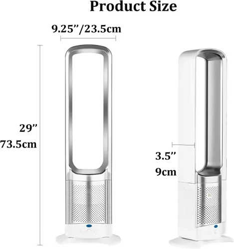 Vista 2 de Ventilador sin aspas para dormitorio, ventilador de torre que sopla aire frío, ventilador de torre de enfriamiento silencioso con control remoto, 3