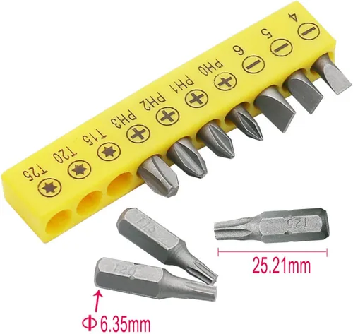 Vista 3 de Cuifati Llave en forma de L, llave hexagonal en forma de L de 1/4 de pulgada, cabezal doble con varias puntas de destornillador, herramienta