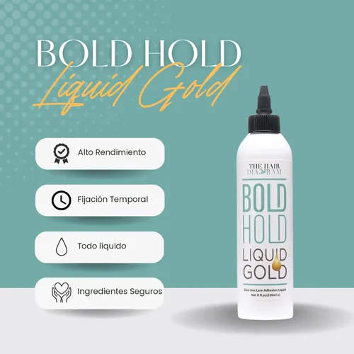 Vista 4 de The Hair Diagram - Bold Hold Liquid Gold Reloaded - Gel de encaje sin pegamento - Fijación temporal para pelucas y sistemas capilares - Agente