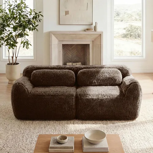 Vista 3 de Sofás seccional modular de 80" modernos sin huesos para sala de estar, sofá de 2 plazas con asiento profundo y compresión, sin necesidad