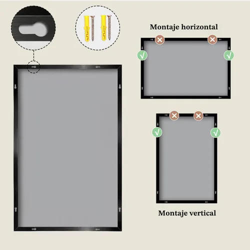Vista 8 de Koonmi Espejo de pared rectangular negro, espejo de baño de 20 x 30 pulgadas, espejo de tocador con marco de aluminio para entrada, sala de estar