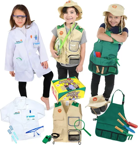 Vista 7 de Born Toys Disfraz de explorador para niños de 3 a 7 años, disfraz de guardián del zoológico para niños, disfraz de safari para niños pequeños, juego