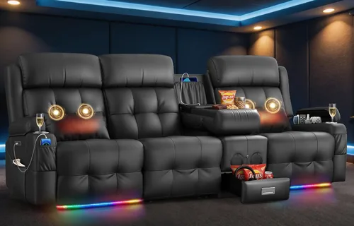 Vista 144 de Sofá de Dos Plazas Reclinable, Sofá Reclinable de Masaje con Gran Capacidad de Peso, Silla de Dos Plazas para RV en Liquidación con Consola, USB