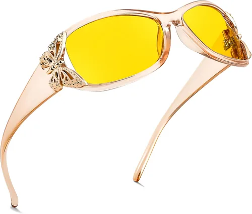 Vista 7 de FEISEDY Gafas polarizadas de visión nocturna para mujer, lente amarilla antirreflejos, protección UV, B0103