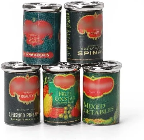 Vista 2 de Odoria 1/12 latas de comida en miniatura 5pcs casa de muñecas accesorios de cocina
