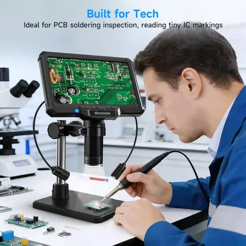 Vista 11 de Leanking Microscopio digital para adultos y niños, microscopios de lupa de monedas de pantalla de 7 pulgadas para monedas de error, PCB, errores