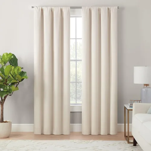 Vista 24 de Eclipse Claire Magnitech Cortina 100% opaca con ojales, panel de cortina para ventana, cierre magnético sin costuras para dormitorio, sala de estar